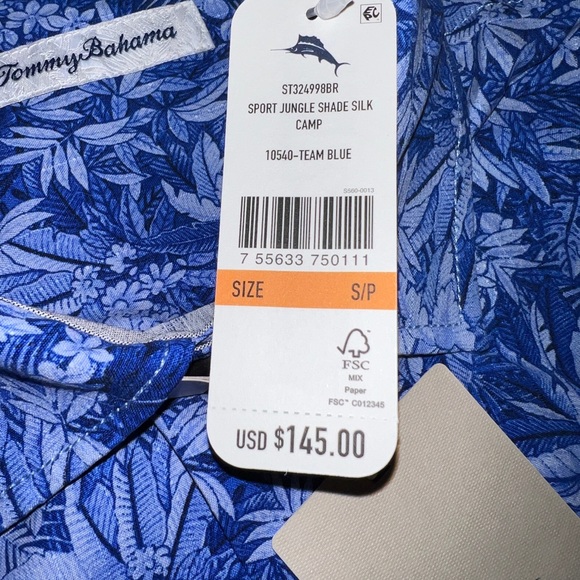 Tommy Bahama Short Sleeve Shirt Mens Small Blue Button Up Collared 100% Silk NWT - Picture 8 of 13